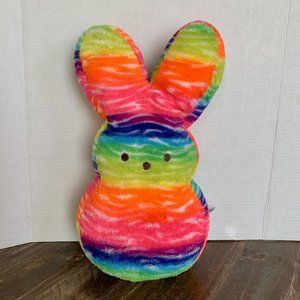 Peeps Plush Easter Bunny Neon Rainbow Multi-Color Tie Dye 16" Just Born Weighted